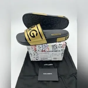 New Dolce & Gabbana Men\'s Sandals Size 41 Slider Gold Dolce & Gabbana | Shoes | New Dolce Gabbana Mens Sandals  main image 3